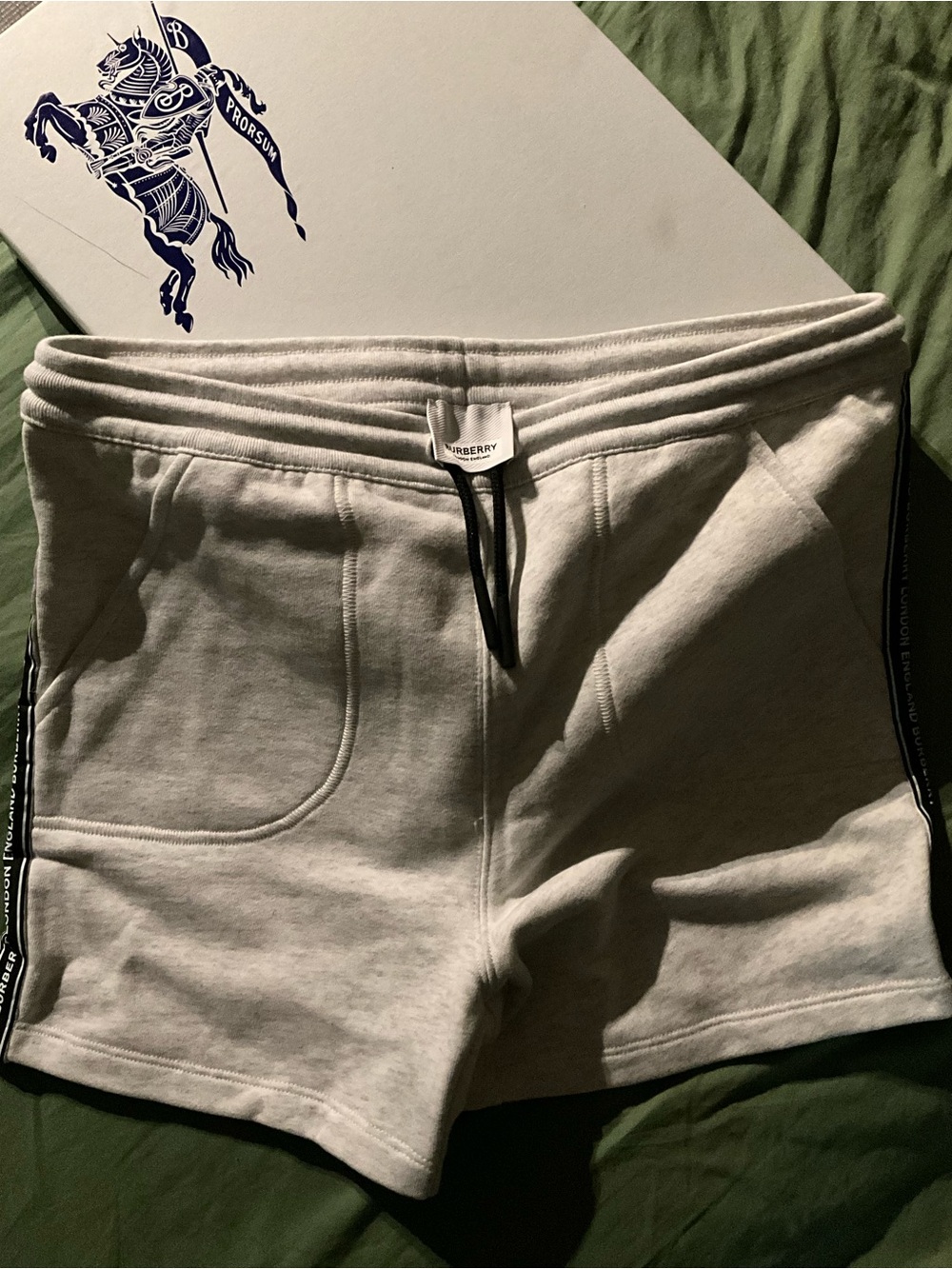 Burberry Light Gray Athletic Cotton-Blend Drawstring Shorts